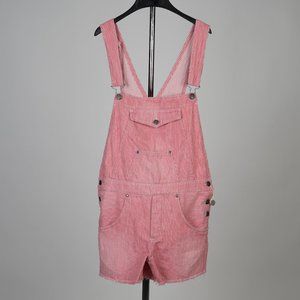 People Denim Stripe Raw Hem Overalls Size 27